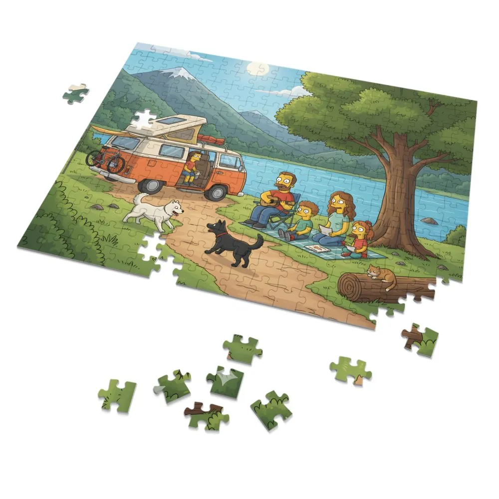 Jigsaw Puzzle with Tin — Scenic Campervan Lake