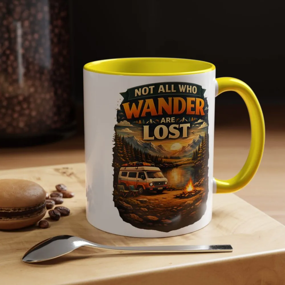 Accent Coffee Mug (11, 15oz) — "Not All Who Wander Are Lost" Design Scenic-Line