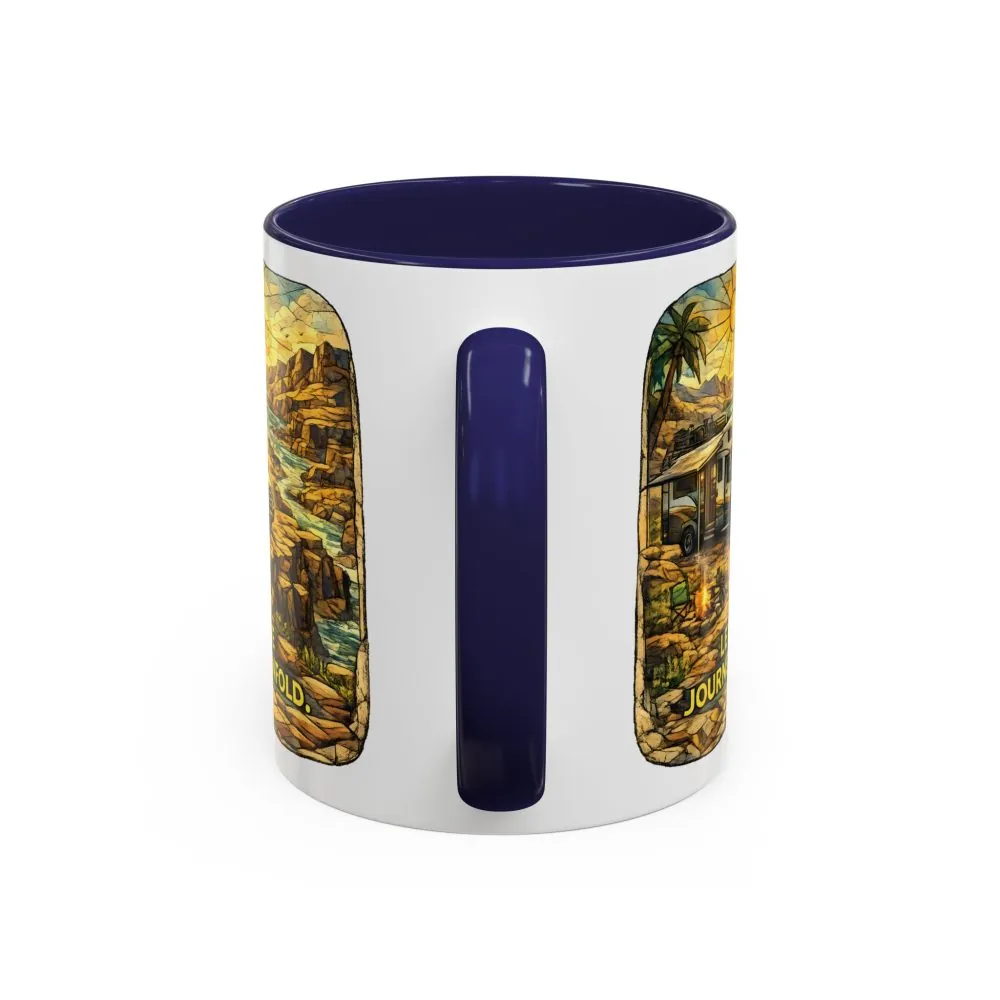 Accent Coffee Mug (11, 15oz) — "Let The Journey Unfold" Design Cubic-Line