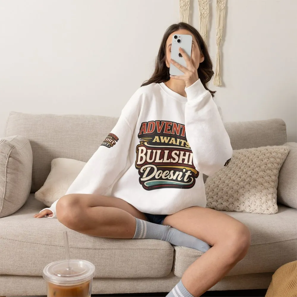 Unisex Heavy Blend™ Crewneck Sweatshirt — "Adventure Awaits" Design F**K-Line