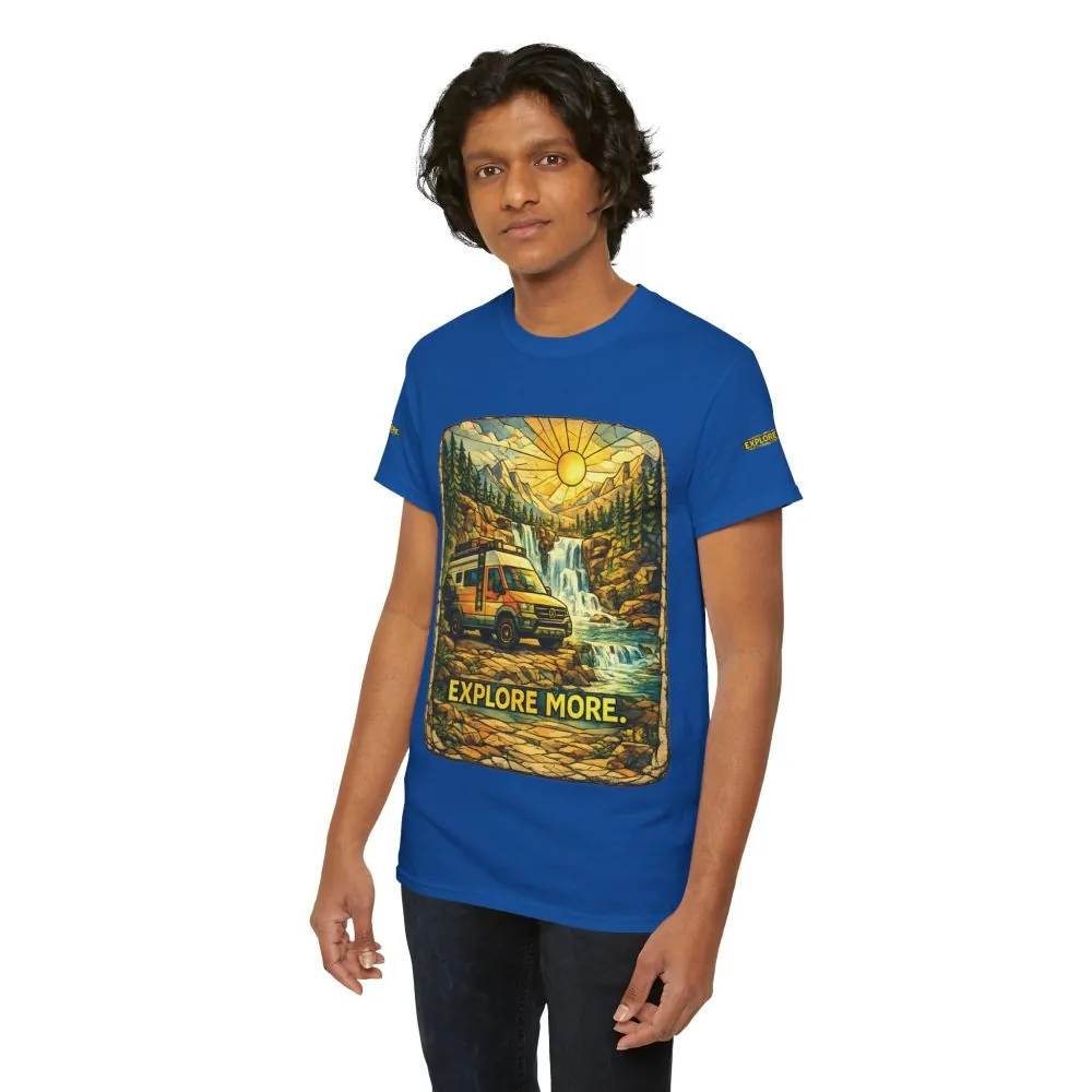 Unisex Heavy Cotton Tee — "Explore More" Design Cubic-Line