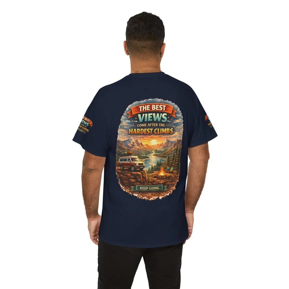 Unisex Heavy Cotton Tee — "The Best Views" Design Scenic-Line