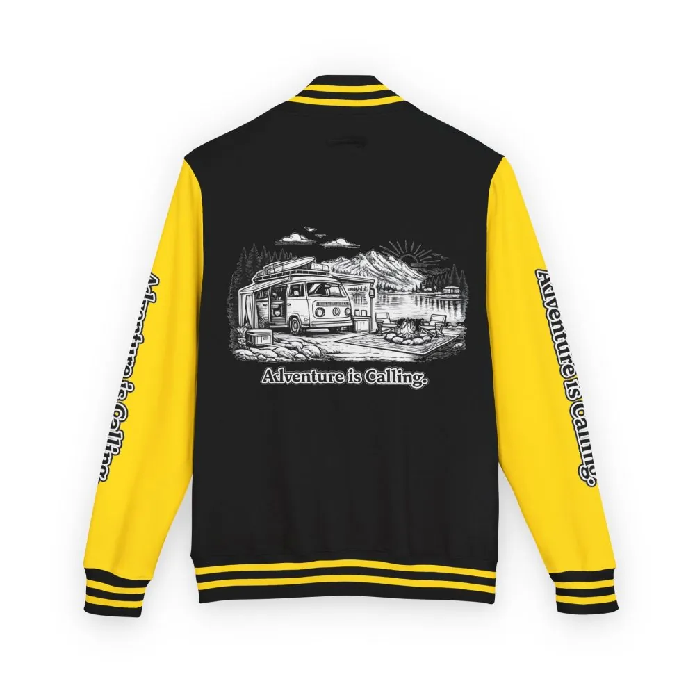 Unisex Heavyweight Letterman Jacket — "Adventure Is Calling" Travel Varsity Coat