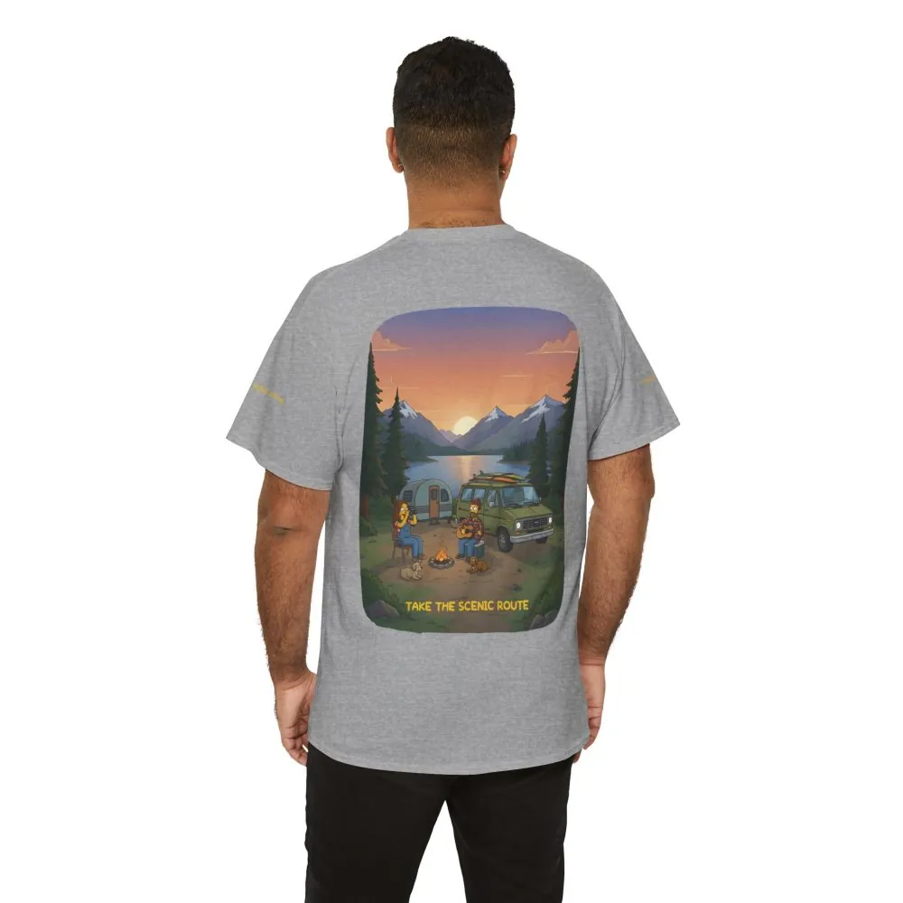 Unisex Heavy Cotton Tee — "Take The Scenic Route" Design Sitcom-Line