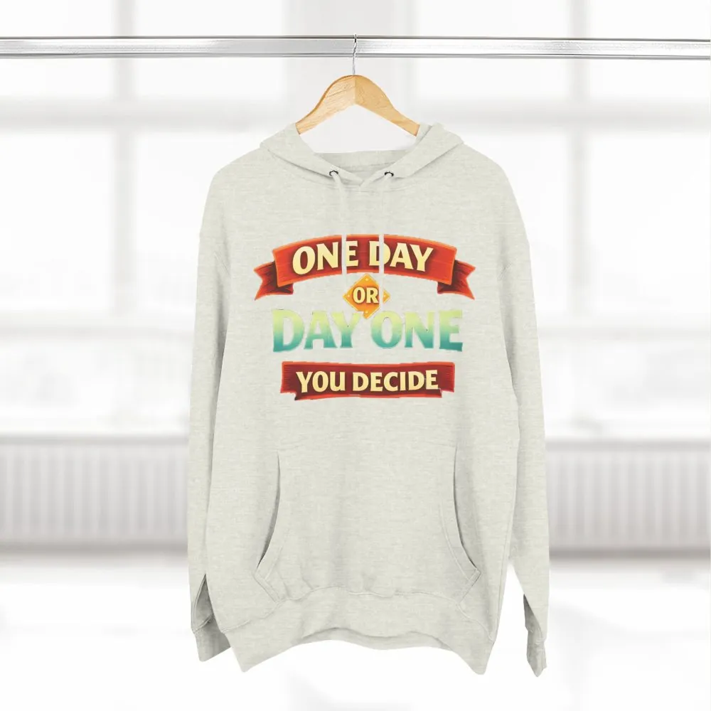 Three-Panel Fleece Hoodie - "One Day Or Day One" Design Scenic-Line