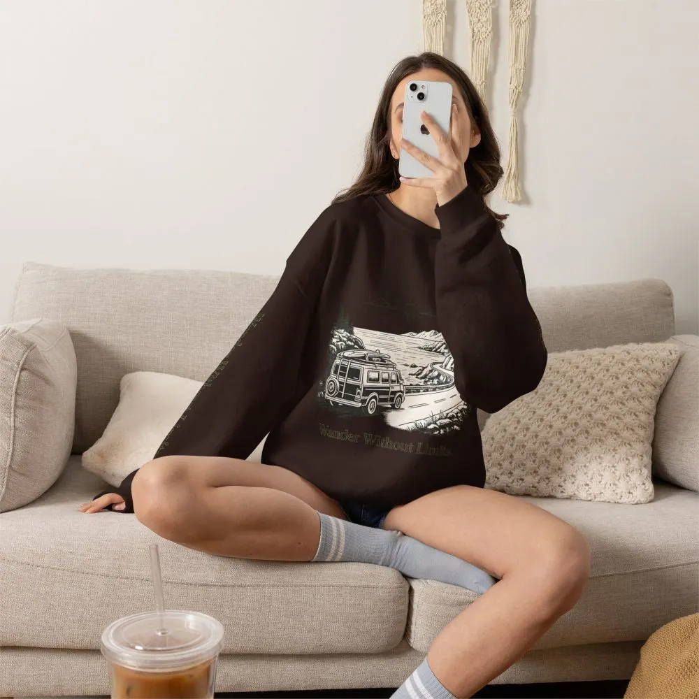 Unisex Heavy Blend™ Crewneck Sweatshirt — "Wander Without Limits" Design Minimal-Line