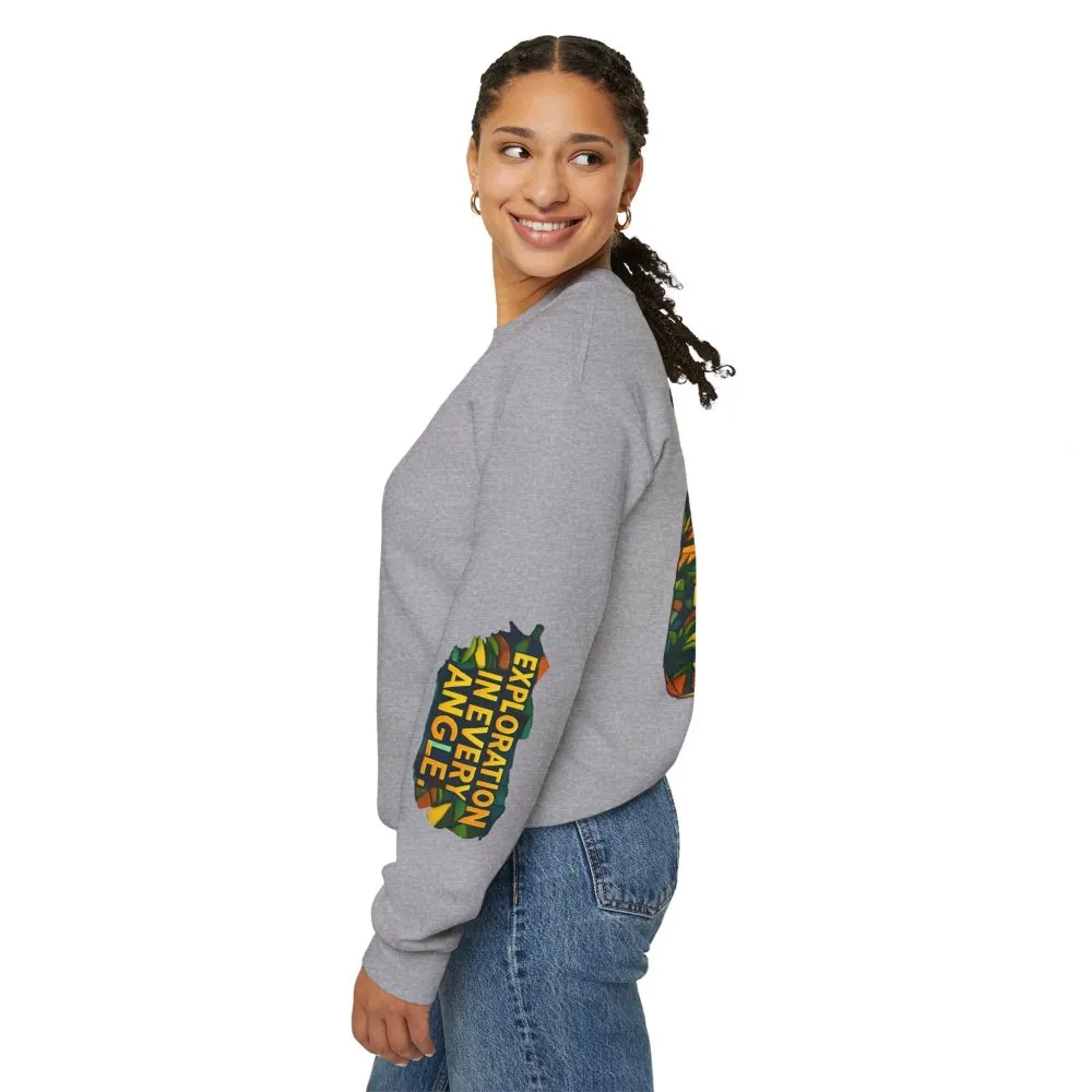 Unisex Heavy Blend™ Crewneck Sweatshirt — "Exploration In Every Angle" Design Cubic-Line