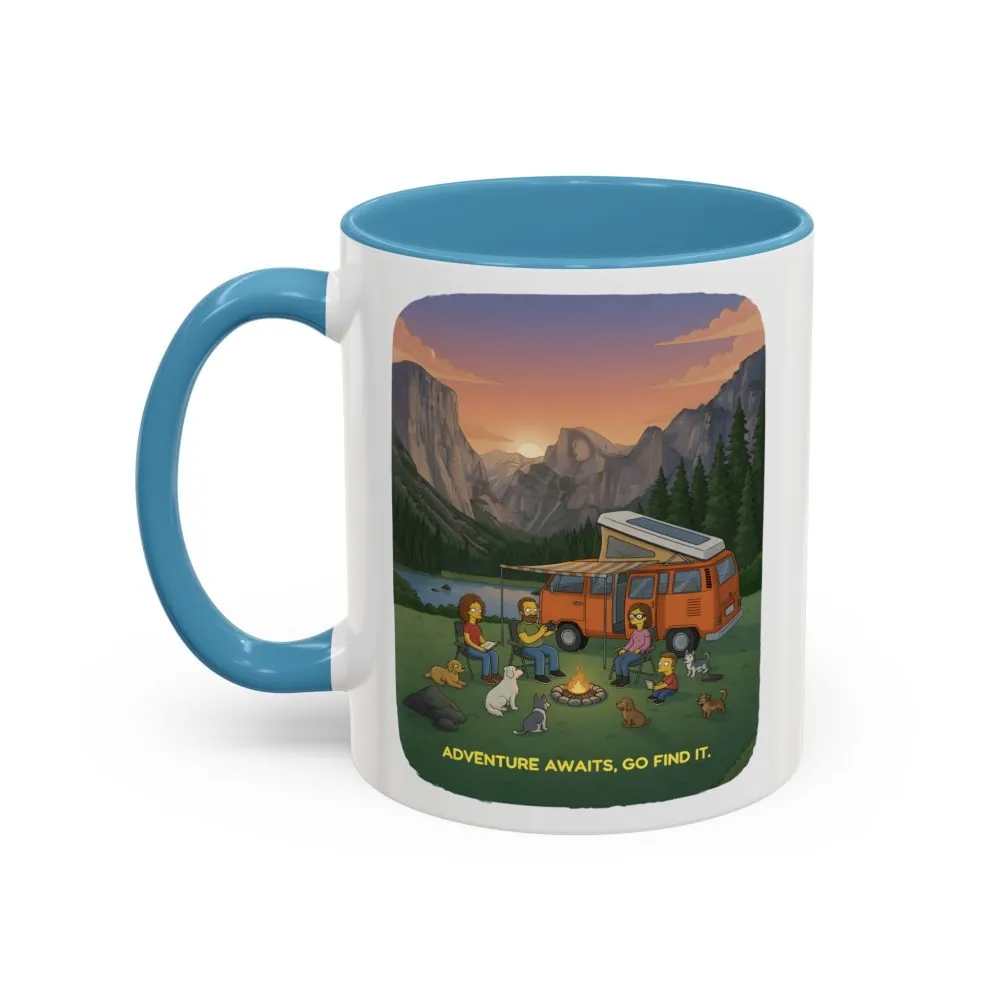 Accent Coffee Mug (11, 15oz) — "Adventure Awaits-Go Find It"" Design Sitcom-Line