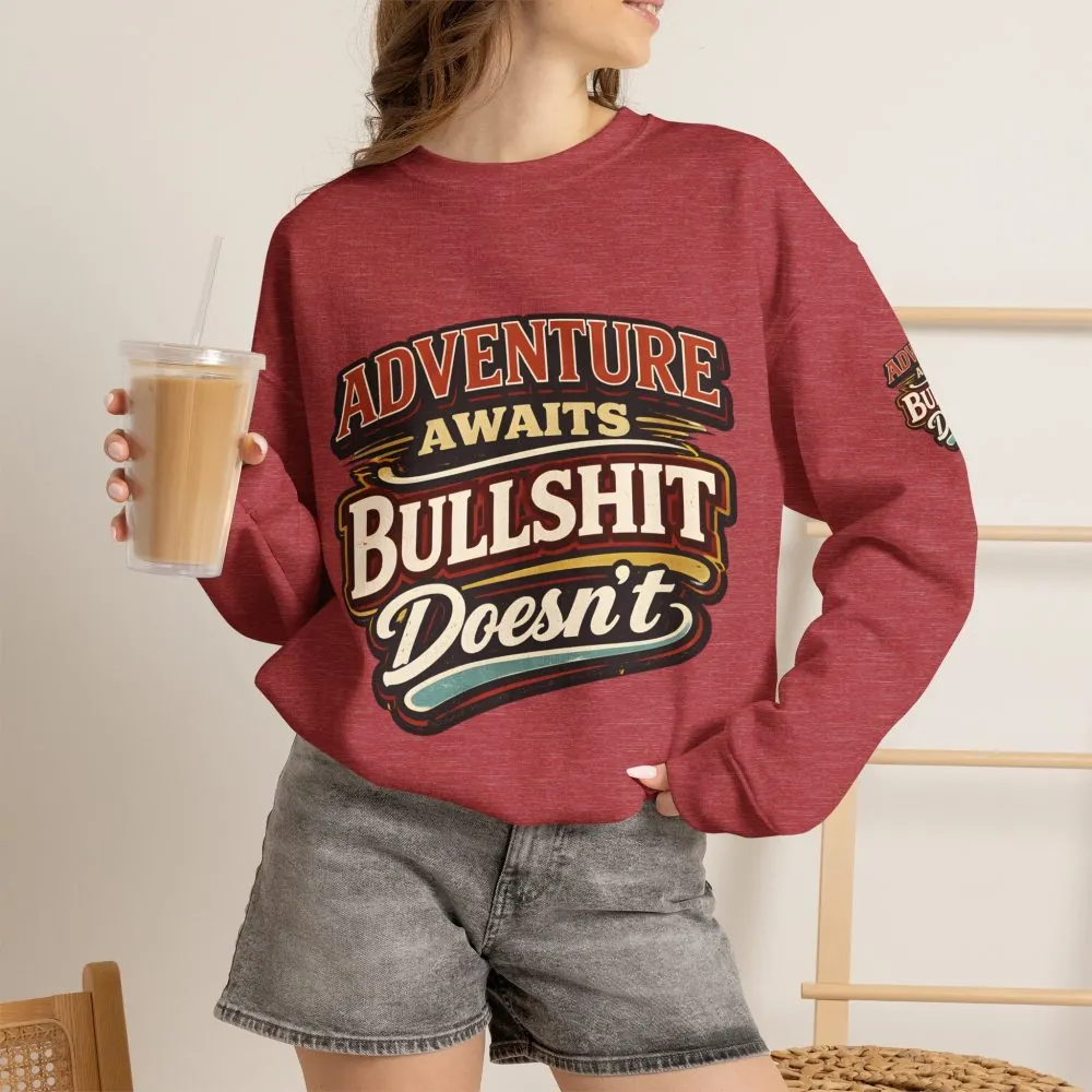 Unisex Heavy Blend™ Crewneck Sweatshirt — "Adventure Awaits" Design F**K-Line