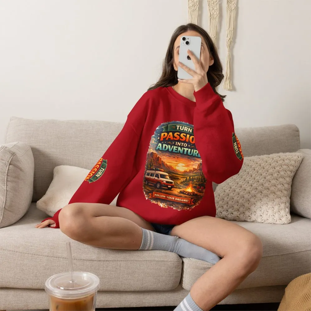 1108674789028034854_2048.jpeg Unisex Heavy Blend™ Crewneck Sweatshirt — "Turn Passion Into Adventure" Design Scenic-Line