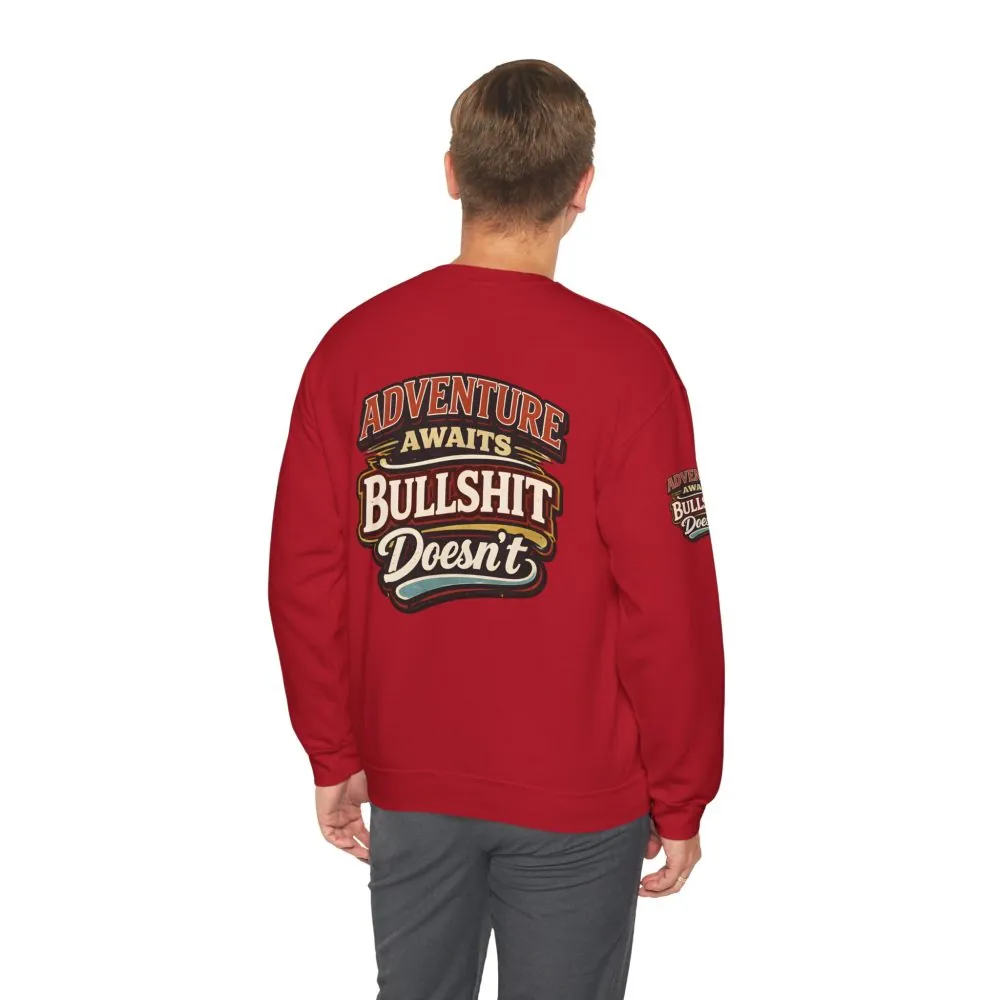 Unisex Heavy Blend™ Crewneck Sweatshirt — "Adventure Awaits" Design F**K-Line
