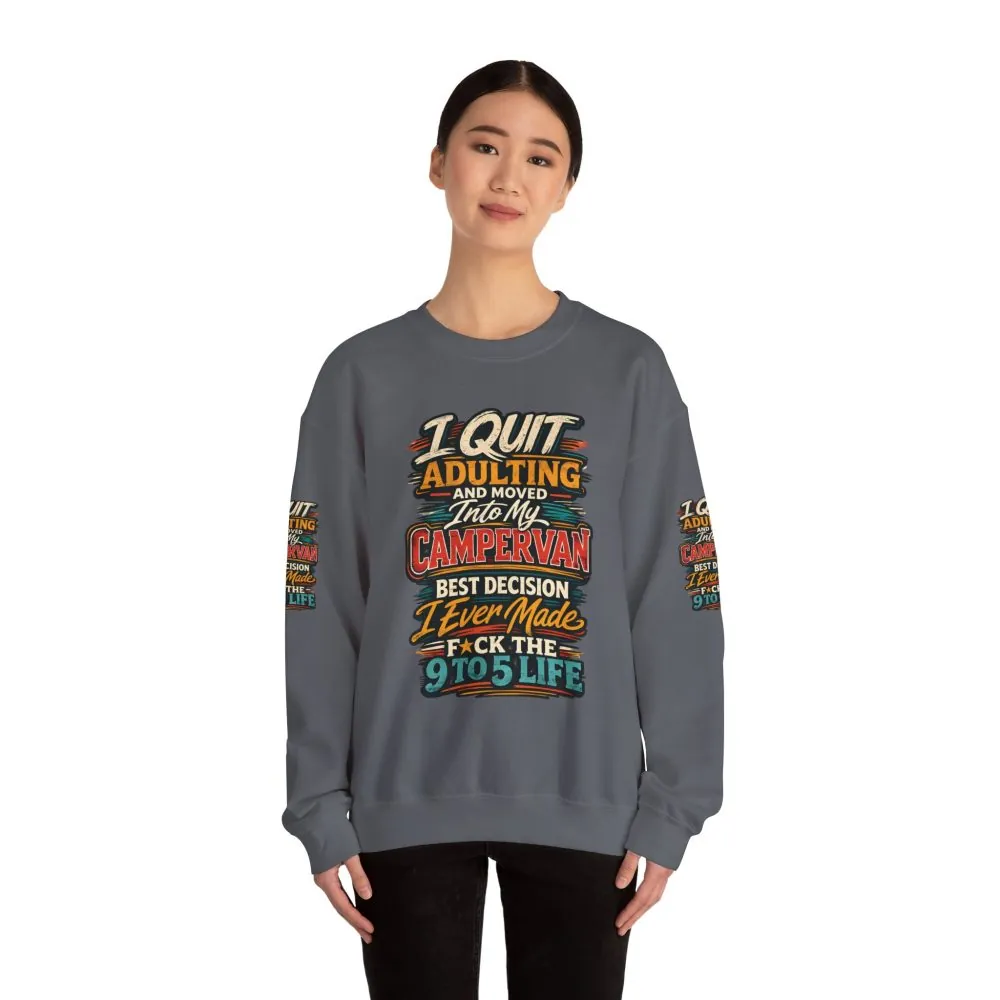 Unisex Heavy Blend™ Crewneck Sweatshirt — "I Quit Adulting" Design F**K-Line