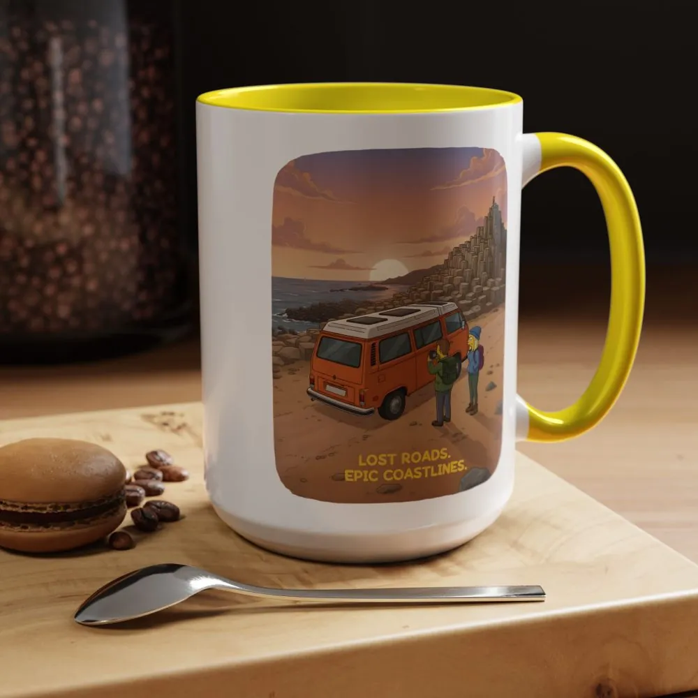 Accent Coffee Mug (11, 15oz) — "Lost Roads Epic Coastlines" Design Sitcom-Line