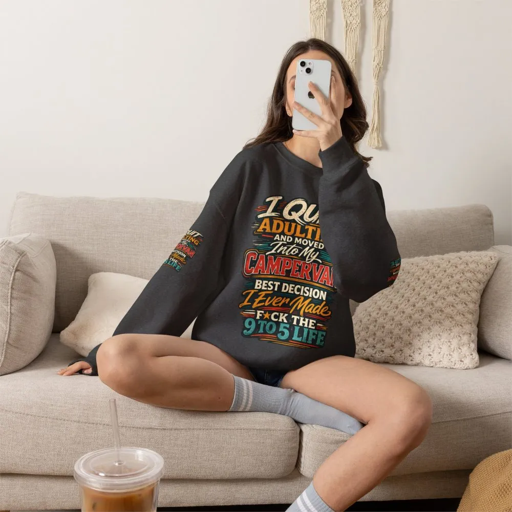 Unisex Heavy Blend™ Crewneck Sweatshirt — "I Quit Adulting" Design F**K-Line