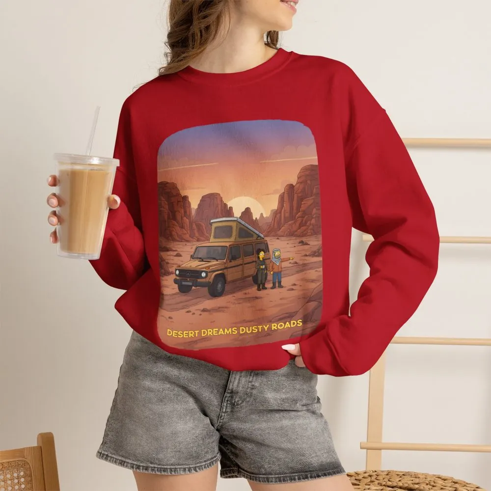 Unisex Heavy Blend™ Crewneck Sweatshirt — "Desert Dreams Dusty Roads" Design Sitcom-Line