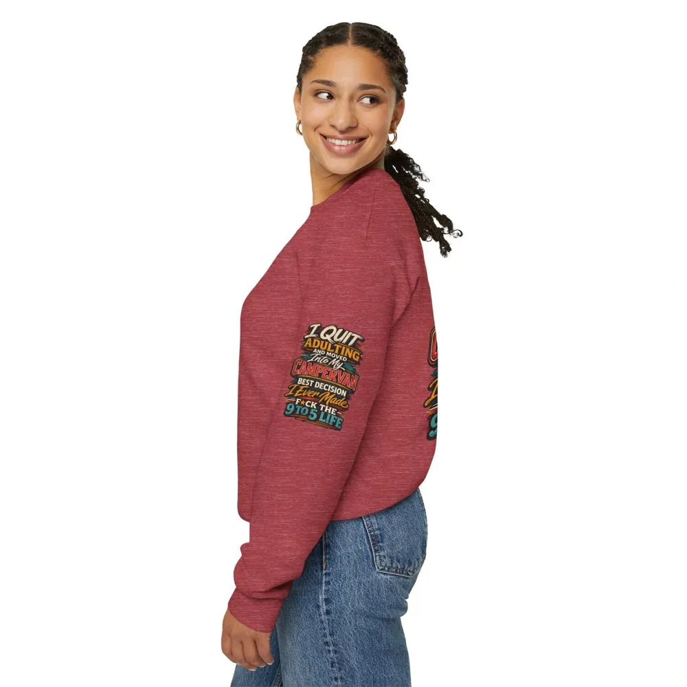 Unisex Heavy Blend™ Crewneck Sweatshirt — "I Quit Adulting" Design F**K-Line