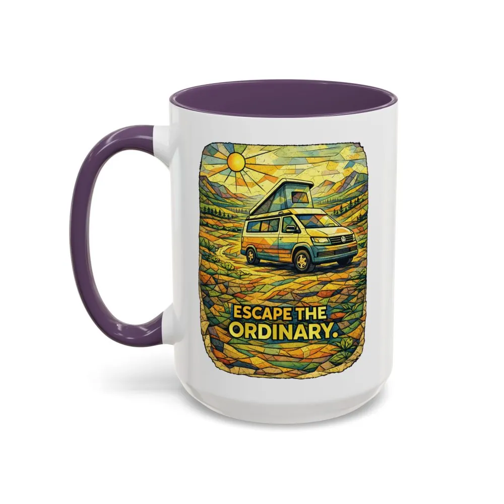 Accent Coffee Mug (11, 15oz) — "Escape The Ordinary" Design Cubic-Line