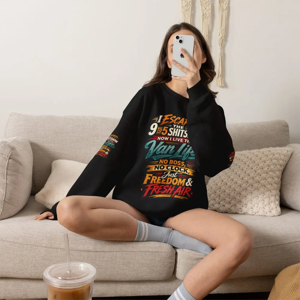 Unisex Heavy Blend™ Crewneck Sweatshirt — "I Escaped The 9 To 5" Design F**K-Line