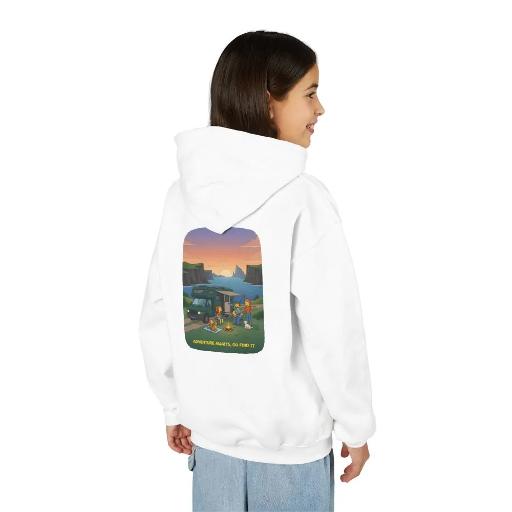 Youth Hoodie(Gildan) – "Adventure Awaits-Go Find It" (Design Sitcom-Line)