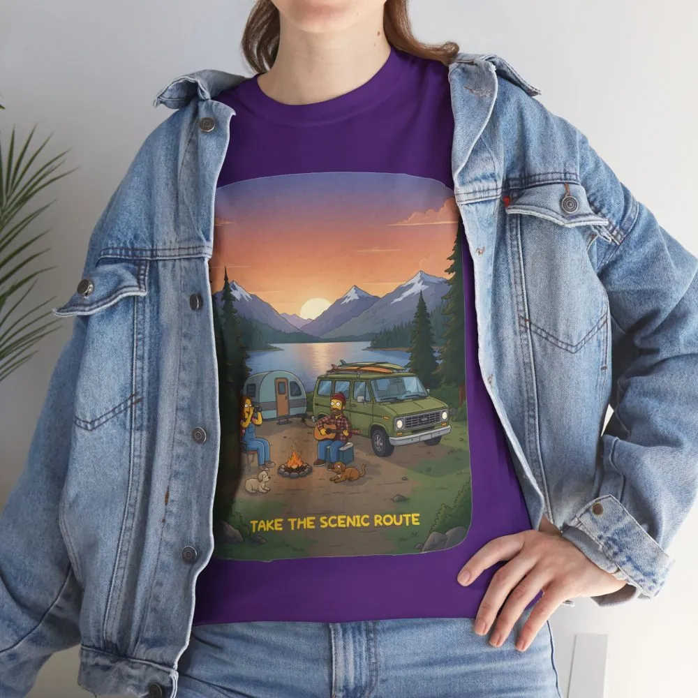 Unisex Heavy Cotton Tee — "Take The Scenic Route" Design Sitcom-Line