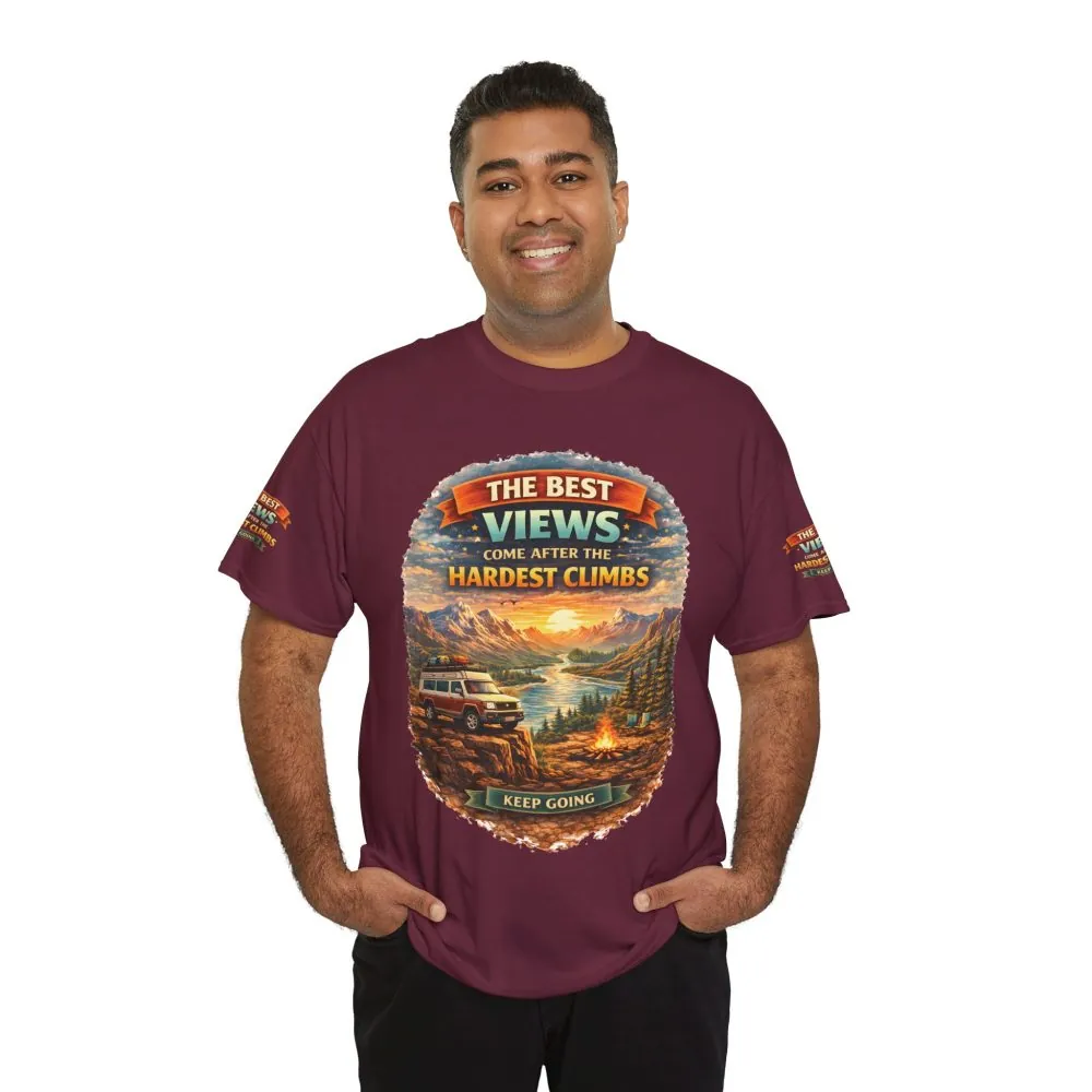 Unisex Heavy Cotton Tee — "The Best Views" Design Scenic-Line