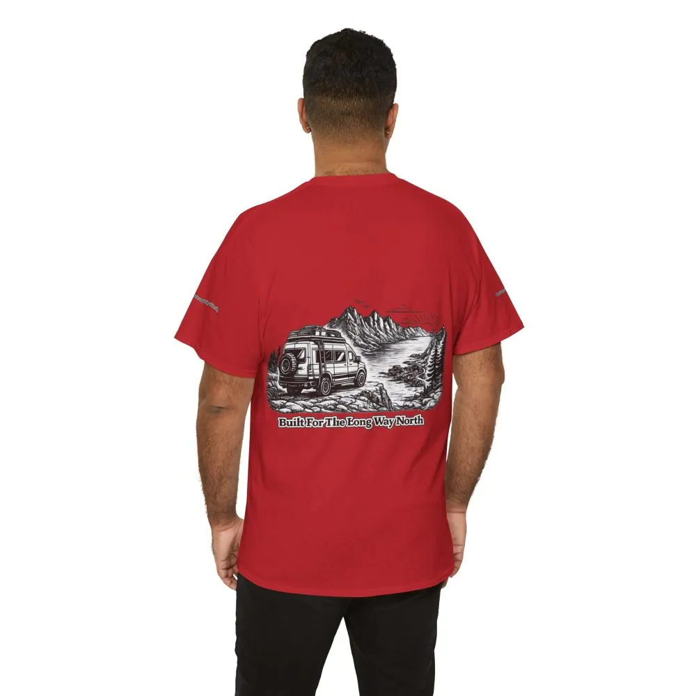 Unisex Heavy Cotton Tee — "Built For The Long Way North" Design Minimal-Line