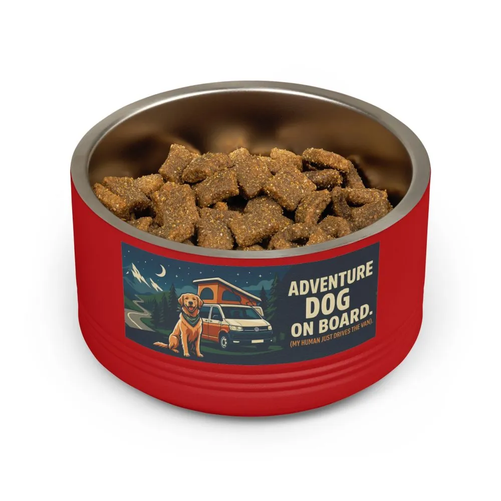 Pet Bowl — "Adventure Dog On Board " 18oz Camper & Hiking Dog Travel Bowl
