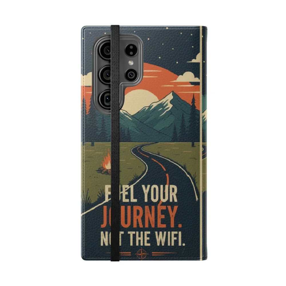 Flip Phone Case — "Fuel Your Journey, Not the Wifi" Wallet Cover