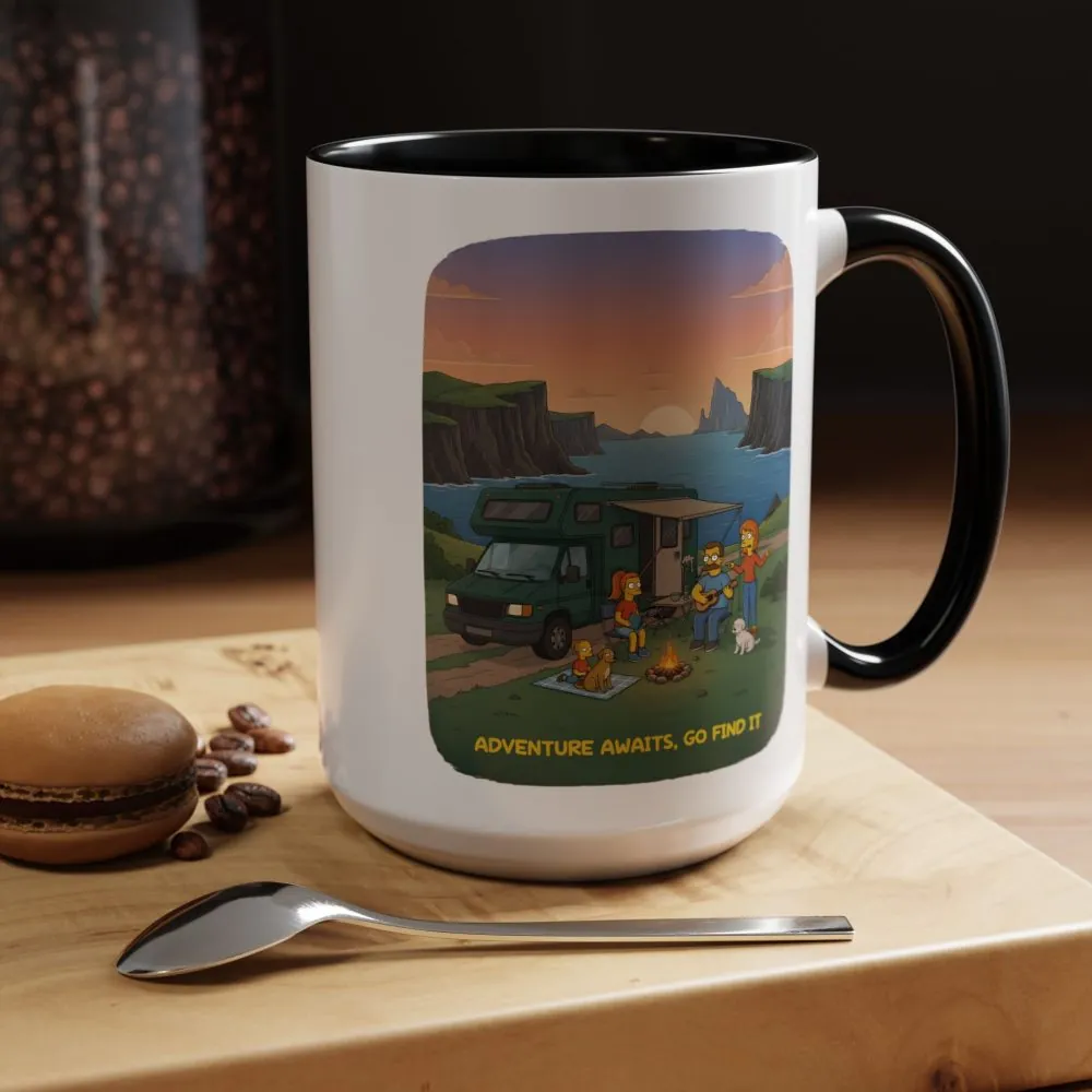 11186926517058493129_2048.jpeg Accent Coffee Mug (11, 15oz) — "Adventure Awaits-Go Find It"" Design Sitcom-Line