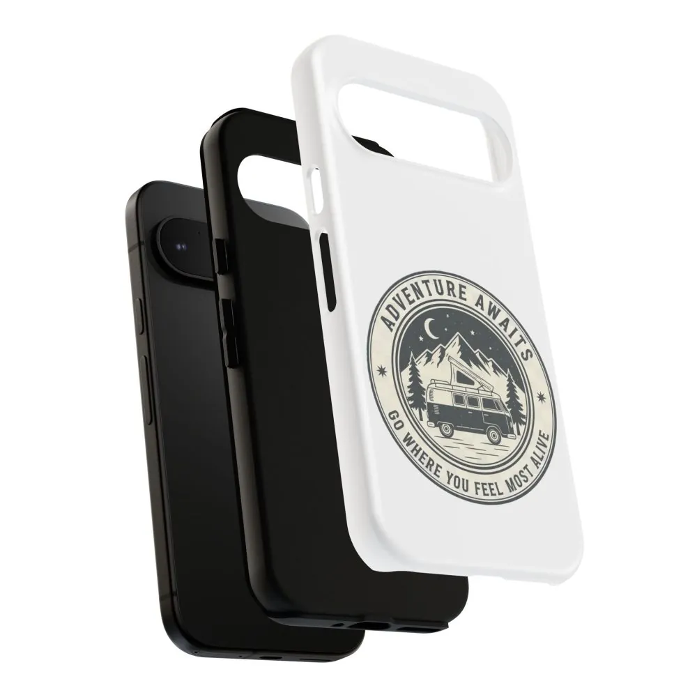 Phone Case — "Adventure Awaits-Go Where You Feel Most Alive" Camper Van Design