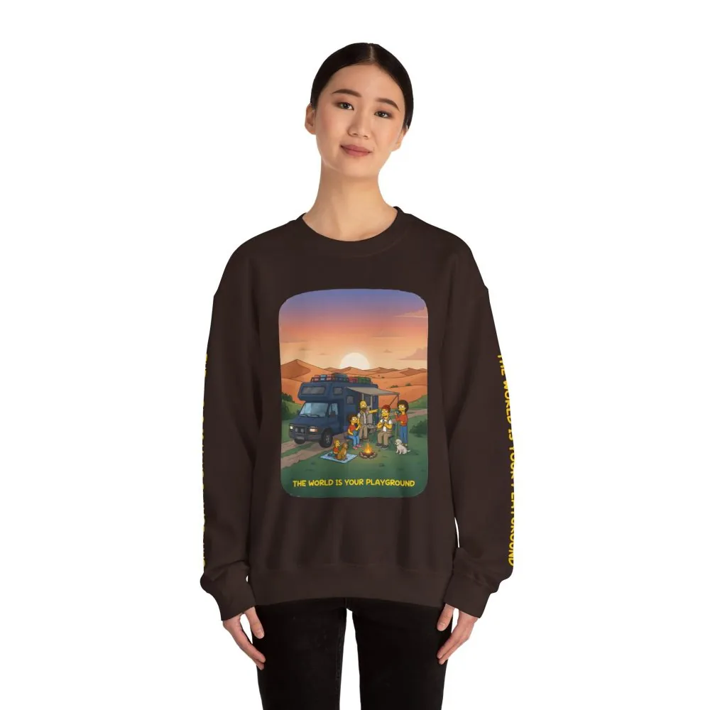 Unisex Heavy Blend™ Crewneck Sweatshirt — "The World Is Your playground" Design Sitcom-Line