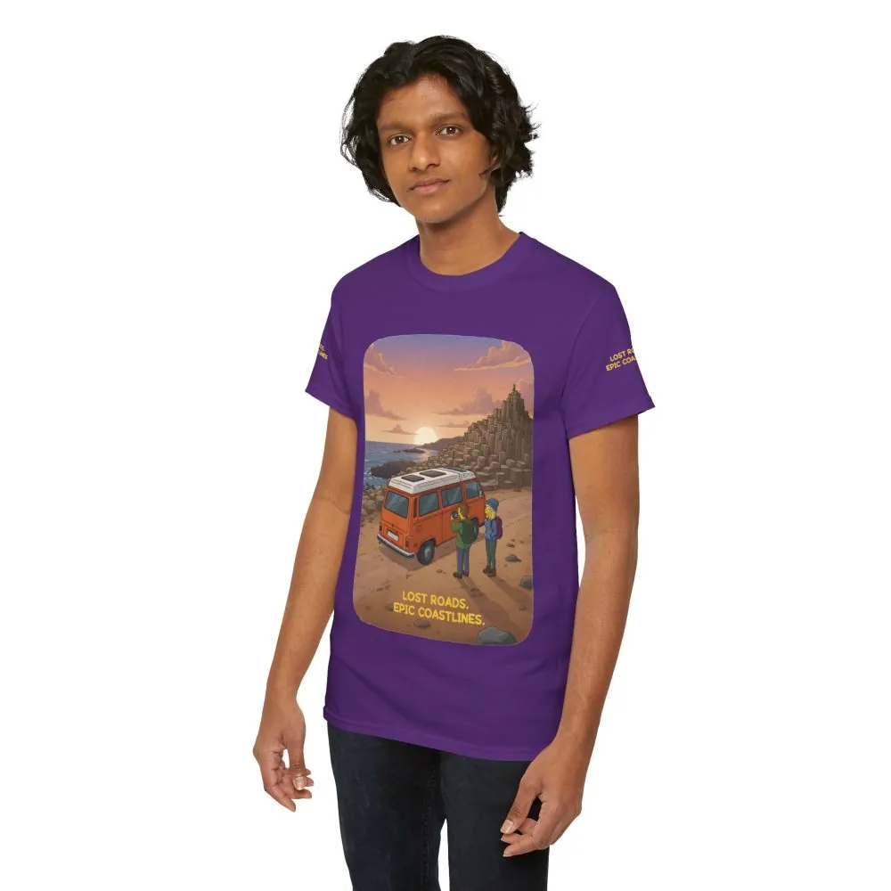 Unisex Heavy Cotton Tee — "Lost Roads Epic Coastlines" Design Sitcom-Line