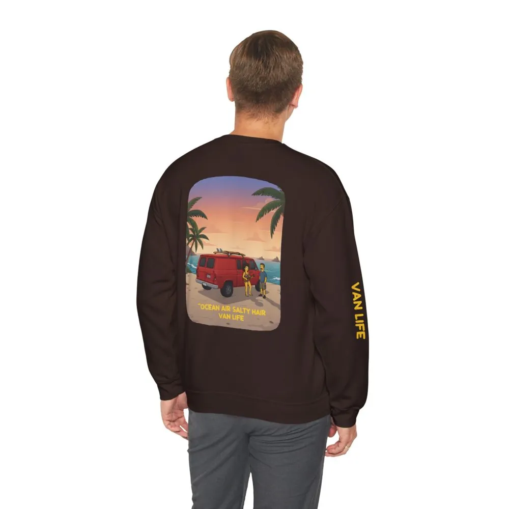 11217917351482242780_2048.jpeg Unisex Heavy Blend™ Crewneck Sweatshirt — "Ocean Air Salty Hair Van Life" Design Sitcom-Line