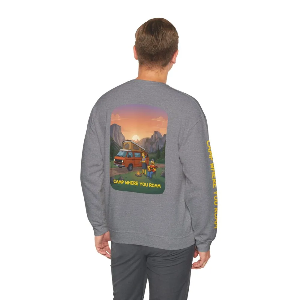 Unisex Heavy Blend™ Crewneck Sweatshirt — "Camp Where You Roam" Design Sitcom-Line