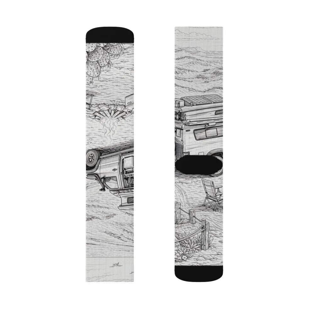 Sublimation Socks — Retro Camper Roadtrip Crew Socks
