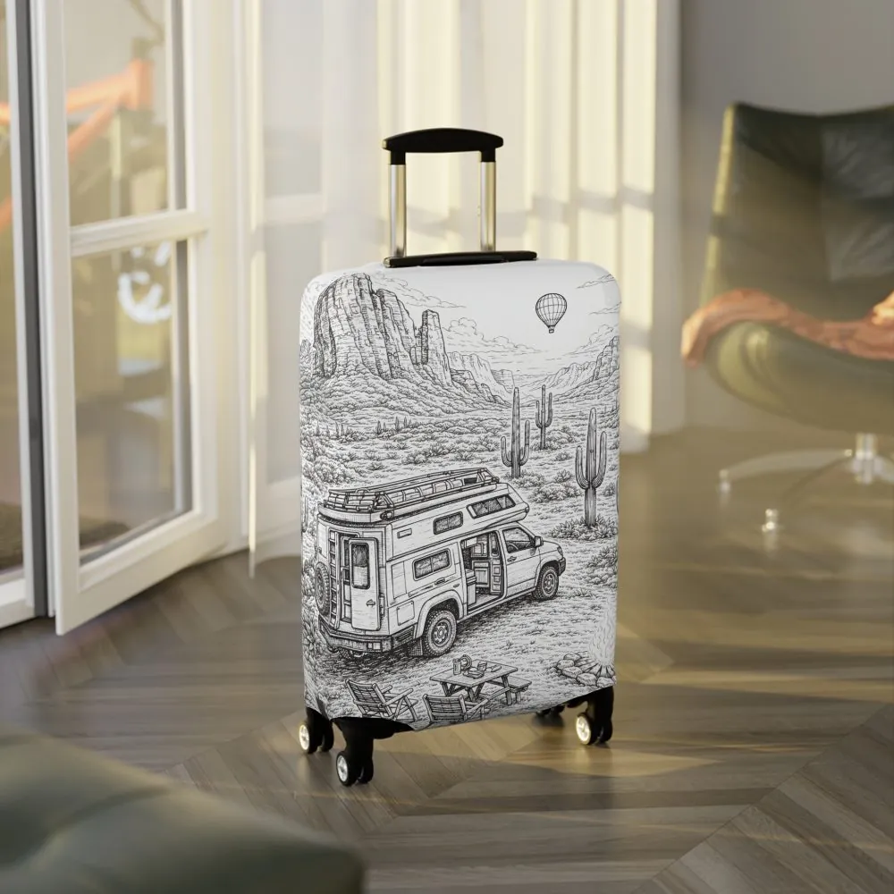1123511940024963409_2048.jpeg Luggage Cover — Adventure Camper Sketch Travel Suitcase