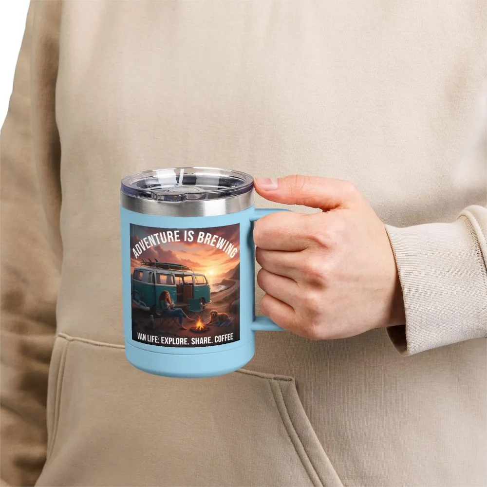 11240633985152394255_2048.jpeg Coffee Mug Tumbler, 15oz-- "Adventure Is Brewing"