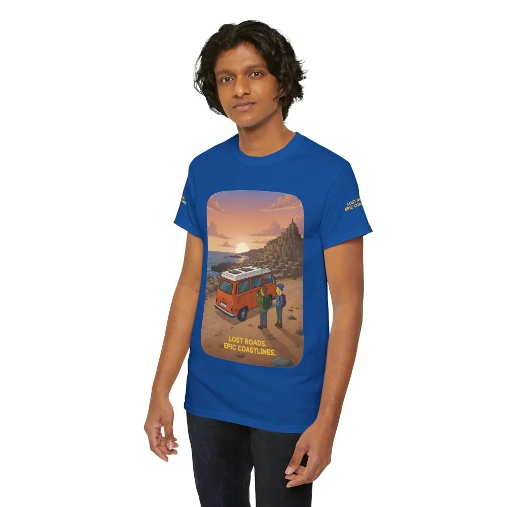 Unisex Heavy Cotton Tee — "Lost Roads Epic Coastlines" Design Sitcom-Line