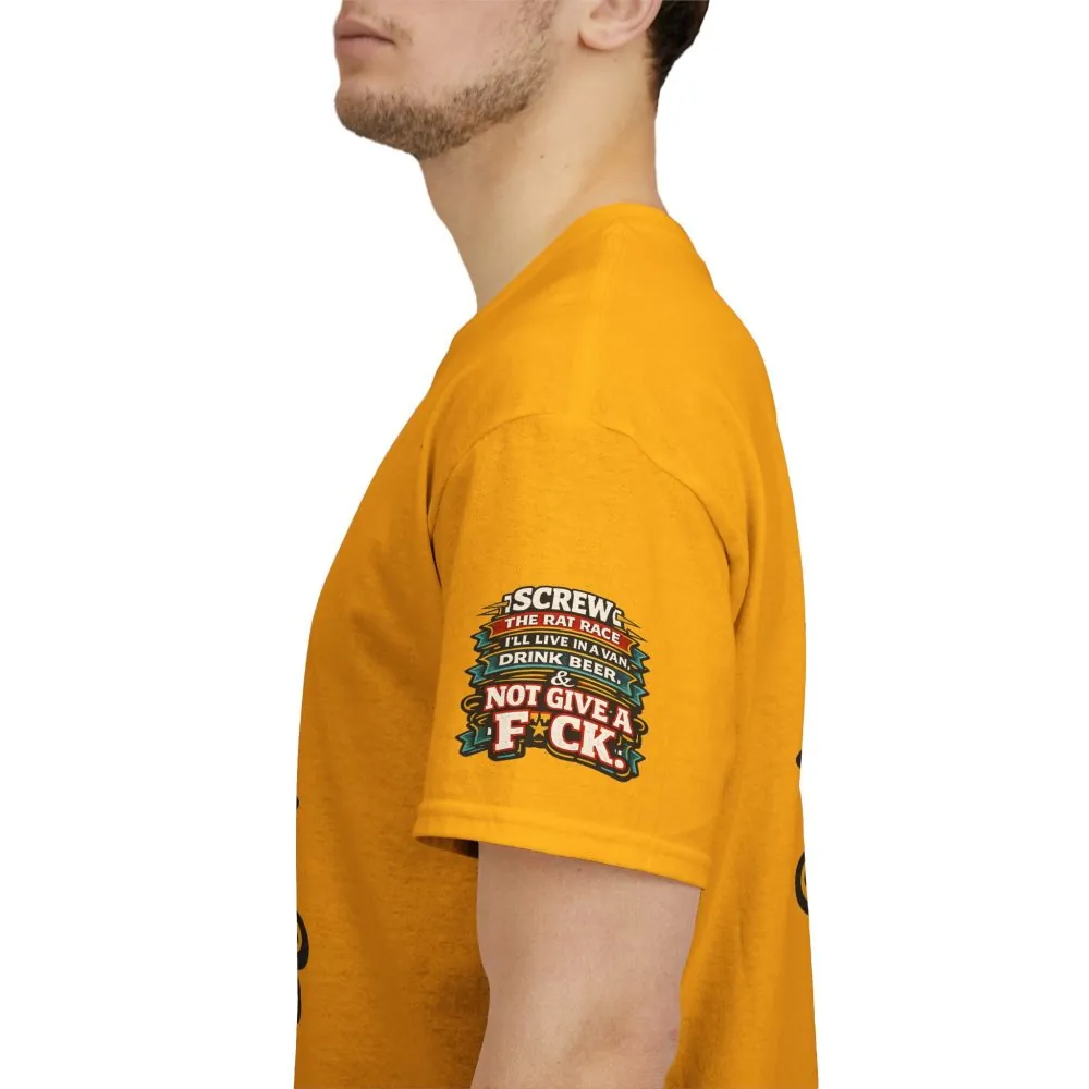 Unisex Heavy Cotton Tee — "Screw The Rat Race" Design F**K-Line