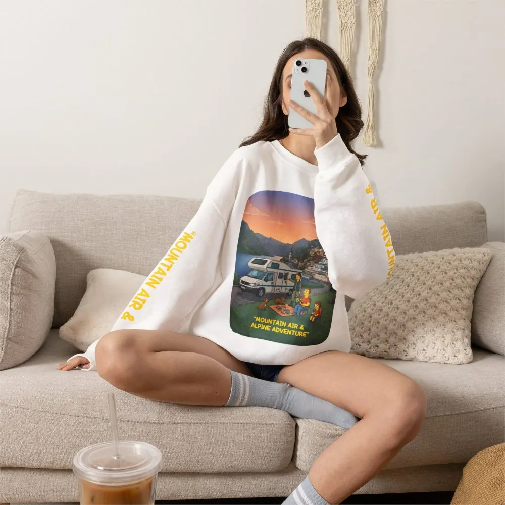 Unisex Heavy Blend™ Crewneck Sweatshirt — "Mountain Air-Alpine Adventure" Design Sitcom-Line