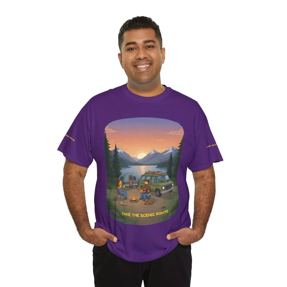 Unisex Heavy Cotton Tee — "Take The Scenic Route" Design Sitcom-Line