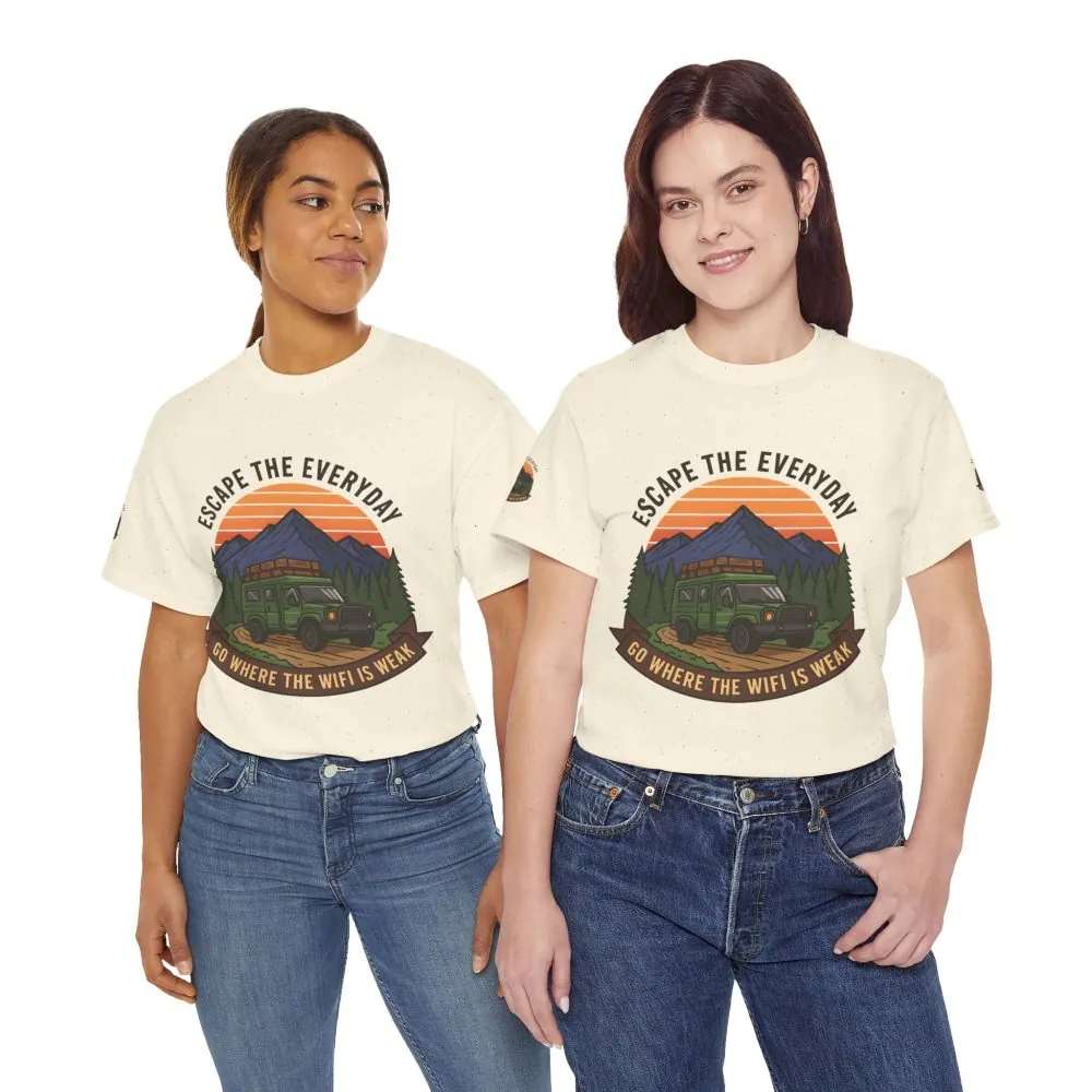 Unisex Heavy Cotton Tee — "Go Where the WiFi Is Weak" Adventure Shirt