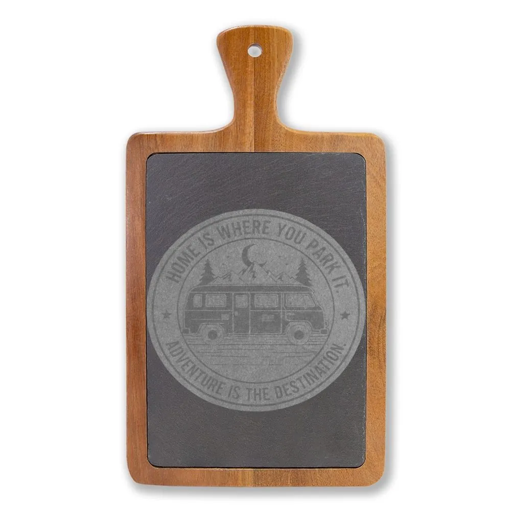 11257217554403586509_2048.jpeg Engraved Charcuterie Board - "Home Is Where You Park It-Adventure is the destination" (4 Variants Available)