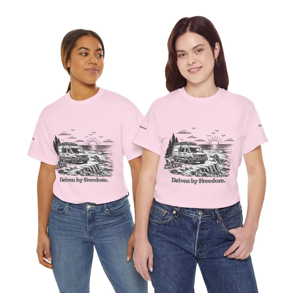 11259358531670782898_2048.jpeg Unisex Heavy Cotton Tee — ""Driven By Freedom" Design Minimal-Line