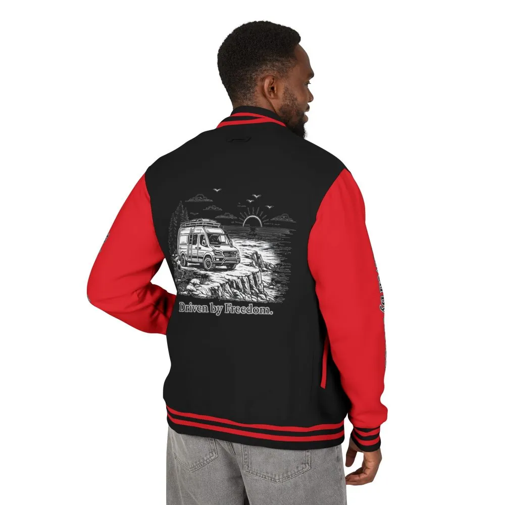 Unisex Heavyweight Letterman Jacket — "Driven By freedom" Travel Varsity Coat