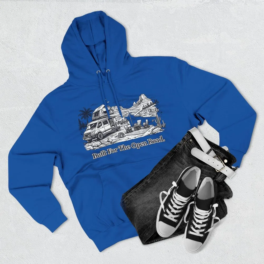Three-Panel Fleece Hoodie - "Built For The Open Road" Design Minimal-Line