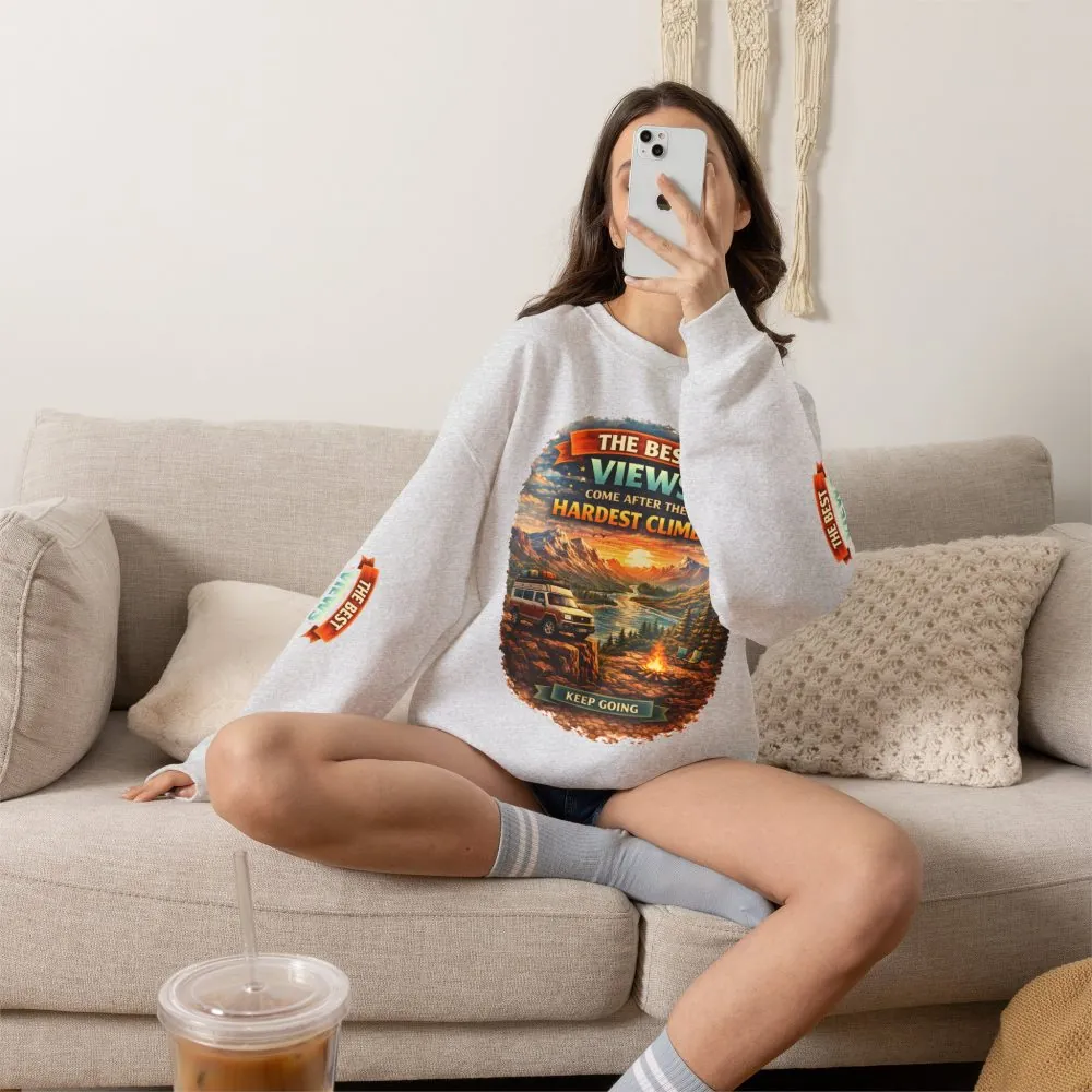 Unisex Heavy Blend™ Crewneck Sweatshirt — "The Best Views" Design Scenic-Line