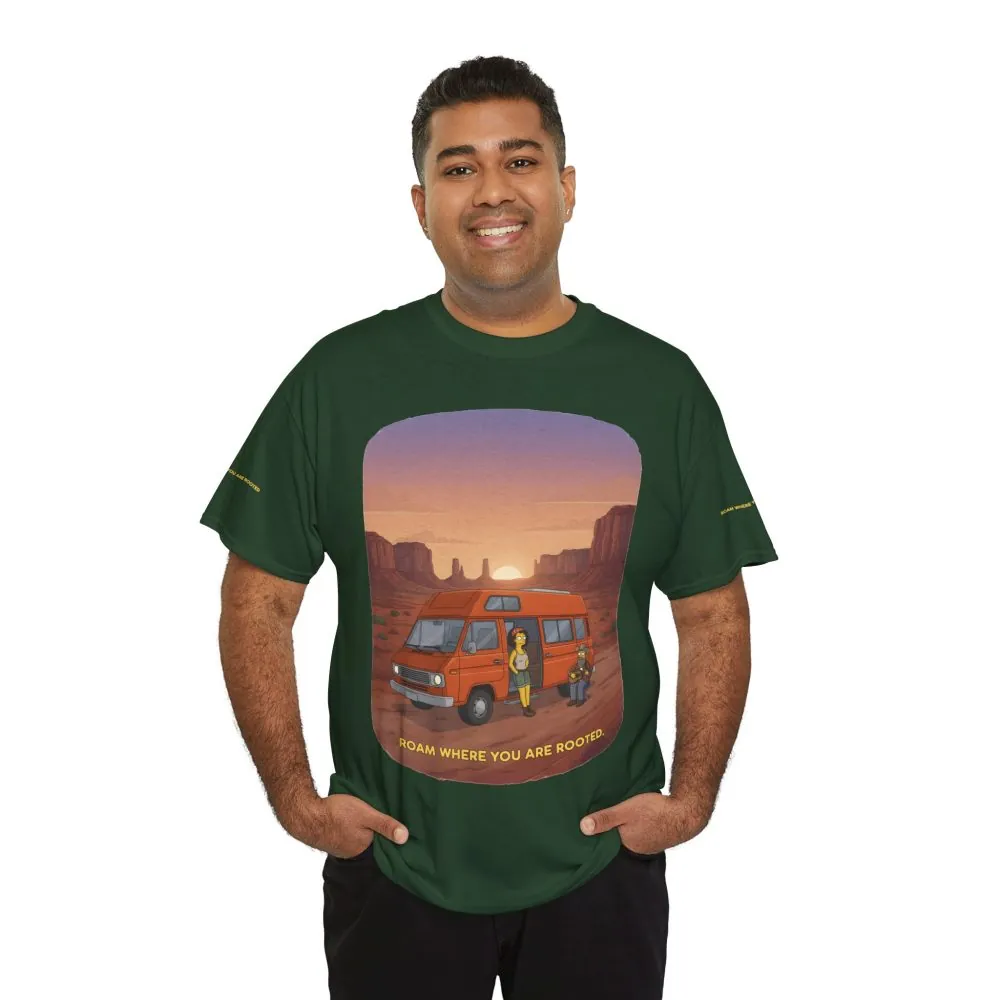 Unisex Heavy Cotton Tee — "Roam Where You Are Rooted" Design Sitcom-Line