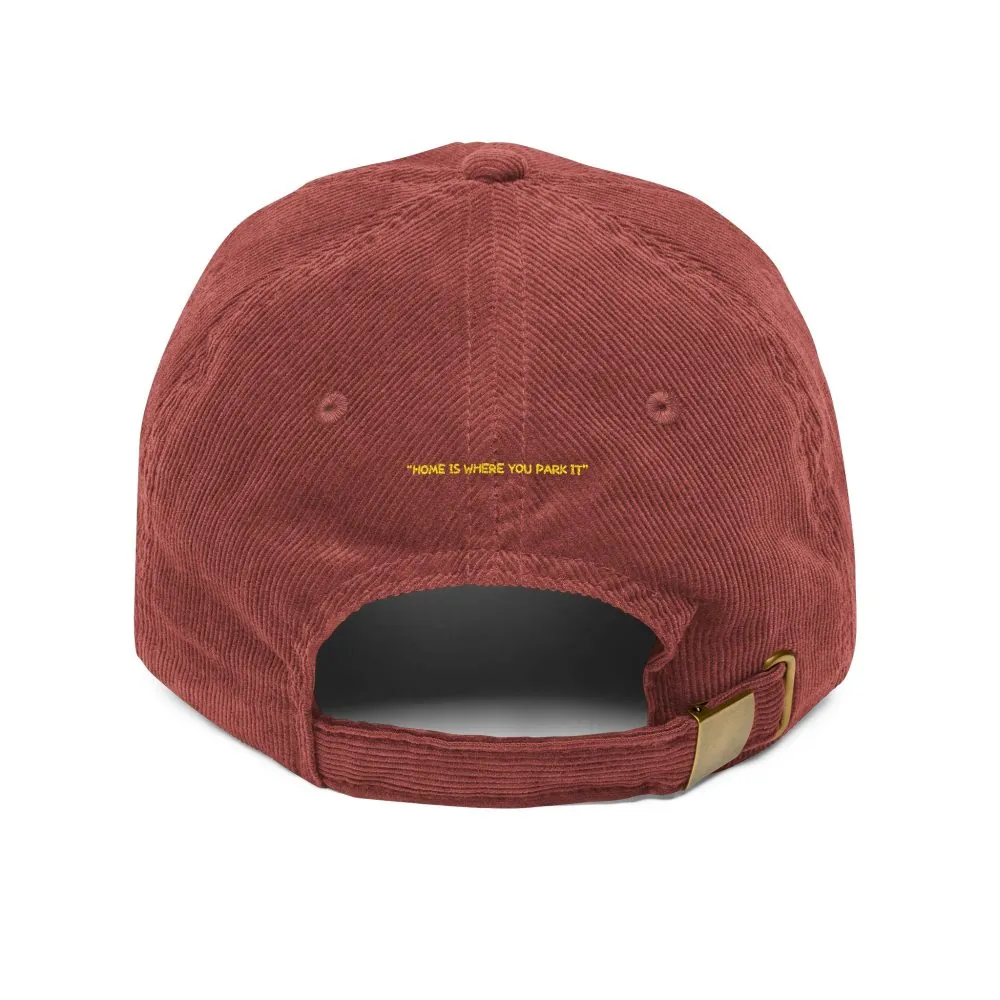 Vintage Corduroy Cap (Embroidery) — "Home Is Where You Park It" Embroidered Hat
