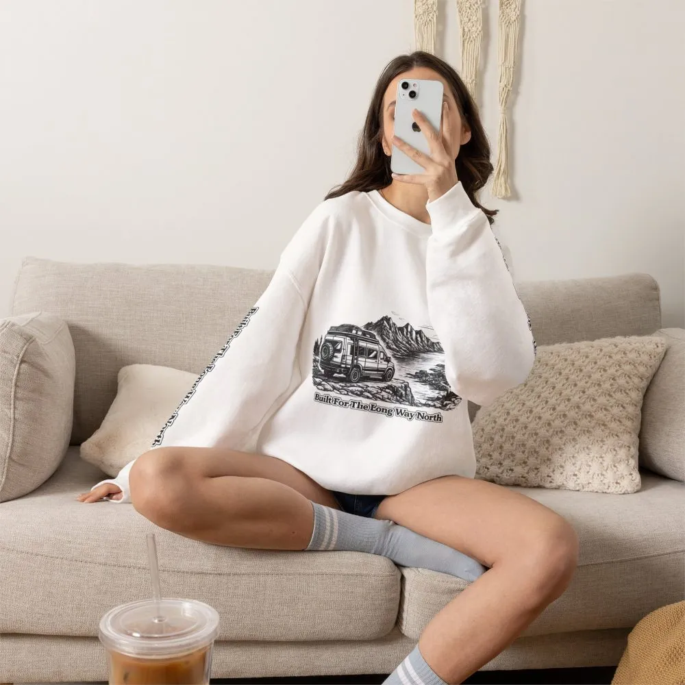 Unisex Heavy Blend™ Crewneck Sweatshirt — "Built For The Long Way North" Design Minimal-Line